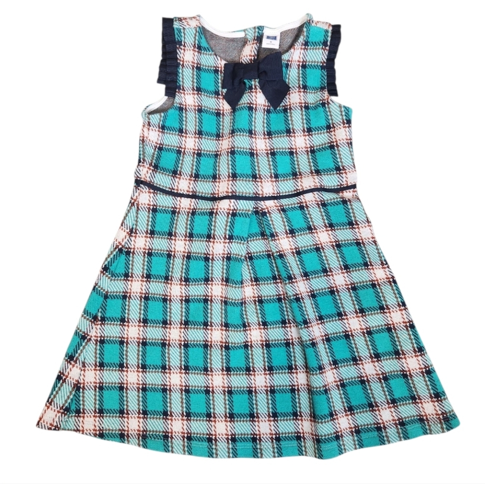 Janie And Jack Girl Teal‎ Plaid Dress Size 5